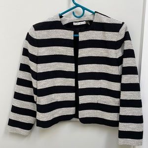Alice Olivia tweed cropped blazer, hook and eye closure, size M